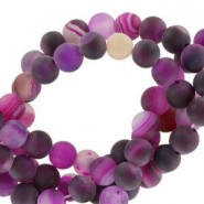 Natuursteen kralen 6mm matte Fuchsia agate